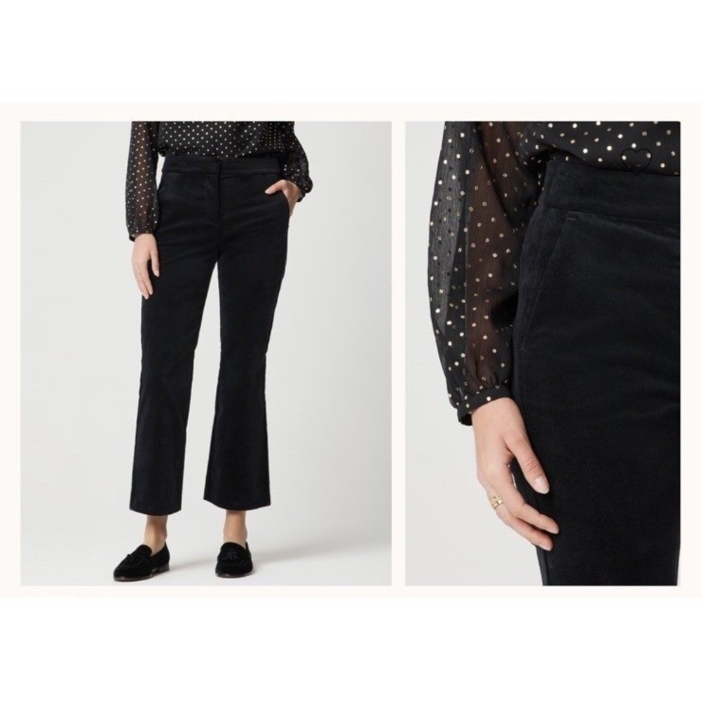 J Crew Factory NWT Women's Velvet Kelsey Kick Out Flare Crop Pant Black 12P